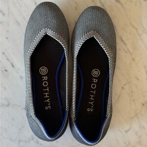 Rothy's The Flat Cloud Grey Black Blue Birdseye Round Toe US Size 7 Womens